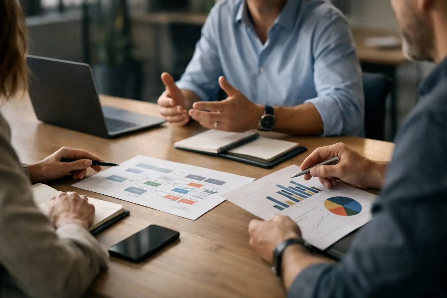 Office meeting focused on teamwork and workflow planning