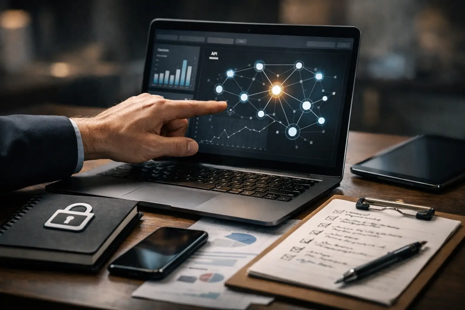 Hand pointing at rosboxar dashboard with workflow tools