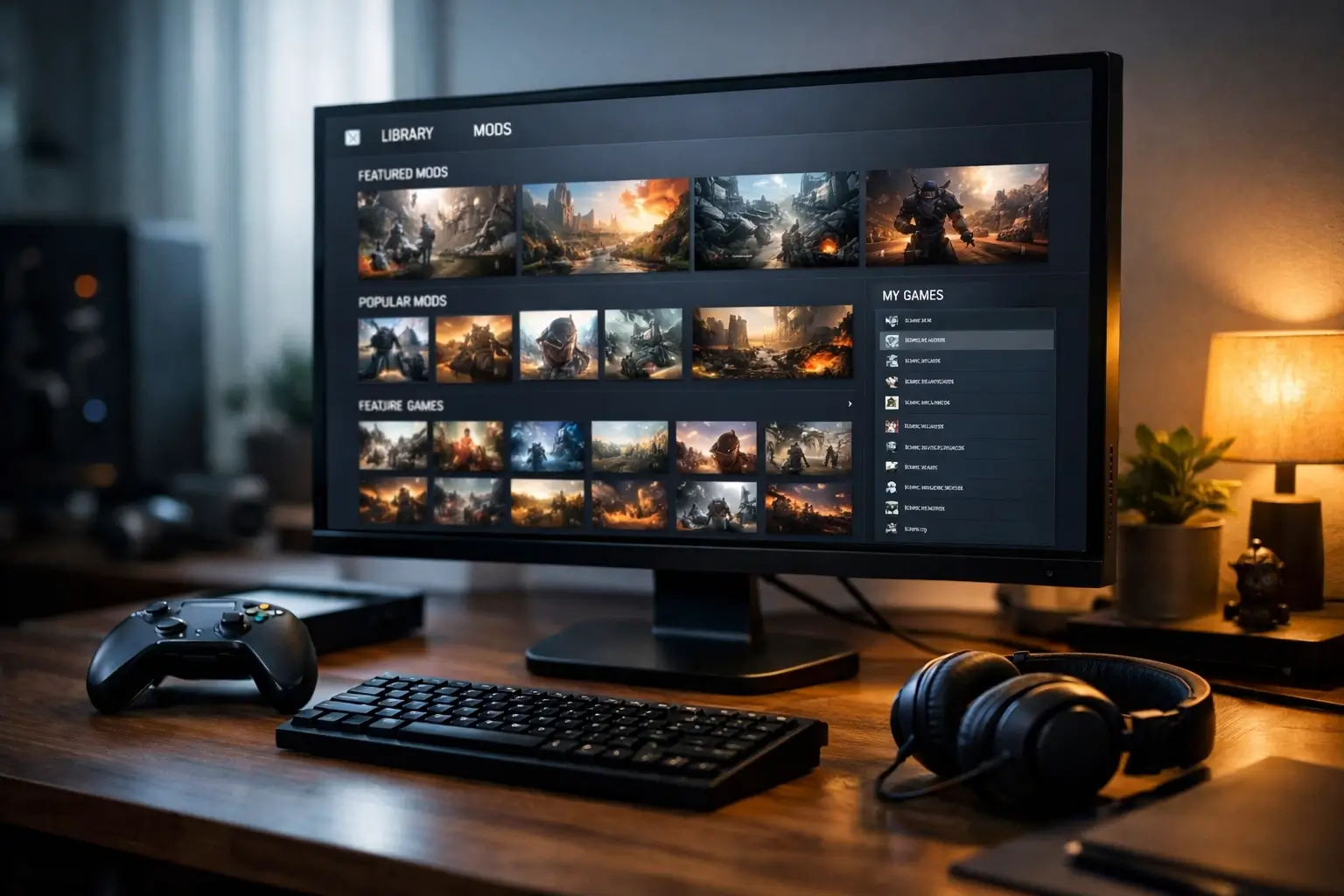 Clean gaming desk showing a safer way to get CK2 content