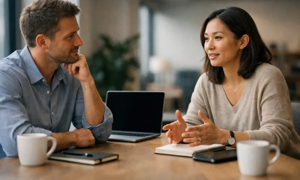 Small team meeting showing servantful leadership and trust