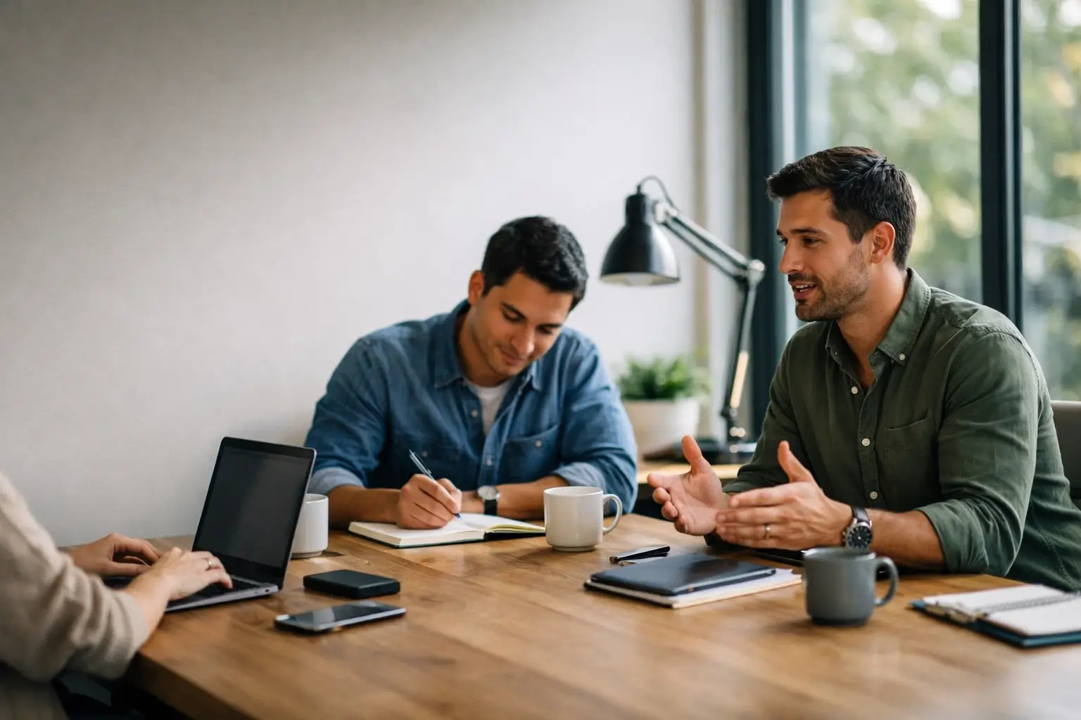 Startup team using a clean workspace for collaboration