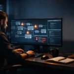 Data engineer looking at a failed ETL pipeline on a computer screen