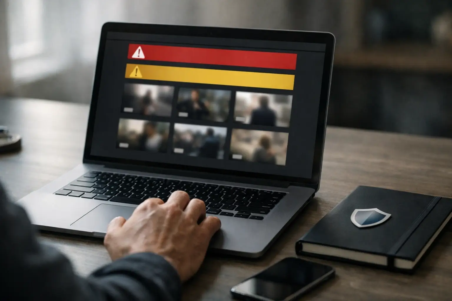 Close view of a laptop used for site safety checks