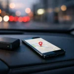 GPS tracqueur device in a car with phone map