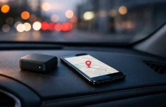 GPS tracqueur device in a car with phone map