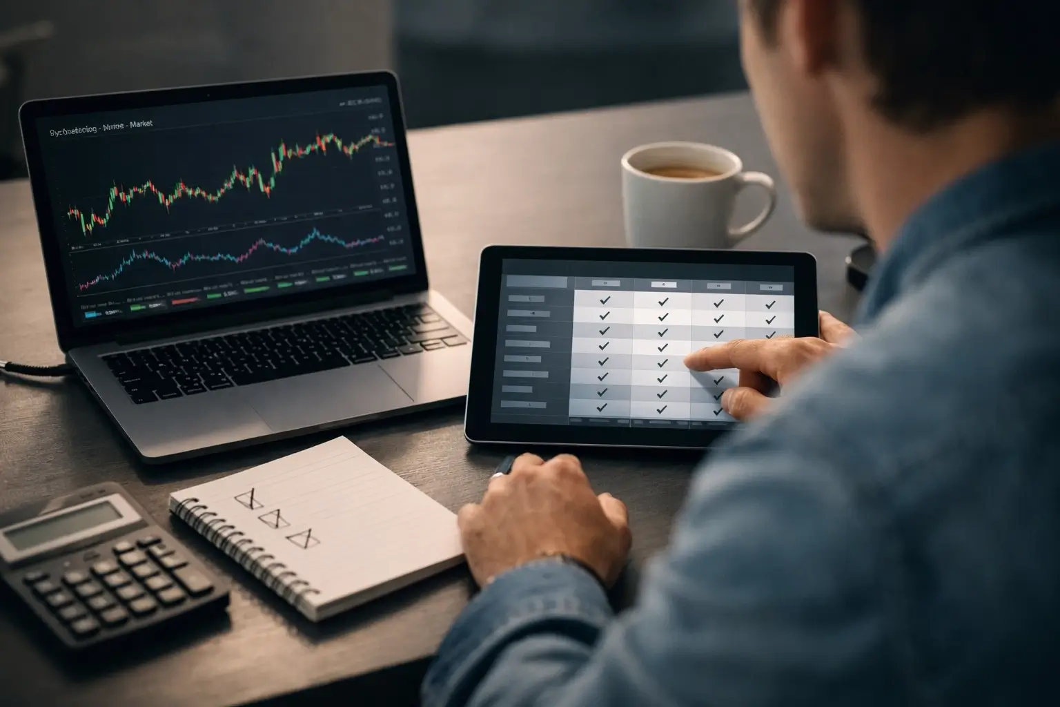 Crypto exchange comparison on laptop and tablet