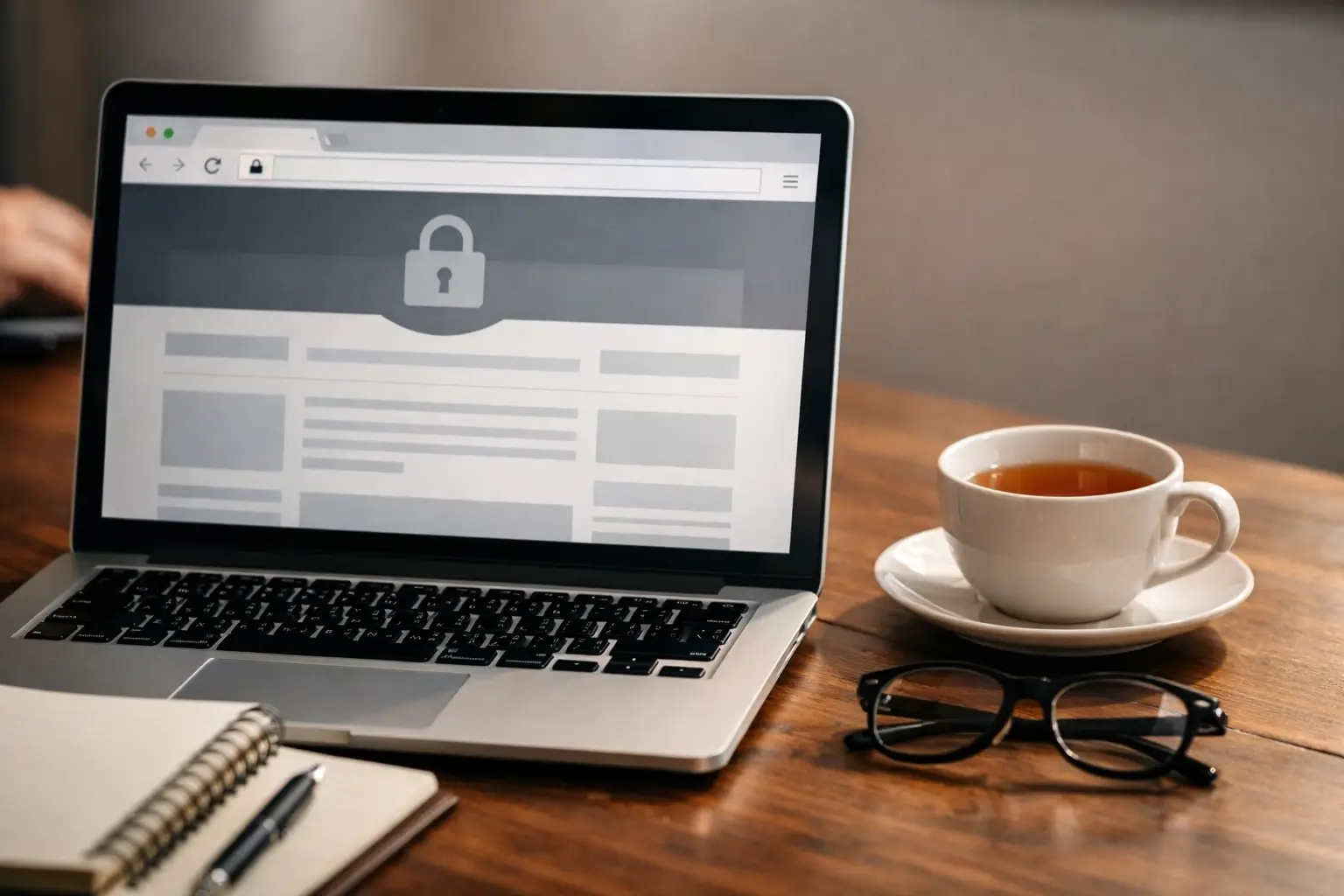 Clean desk setup for checking website safety