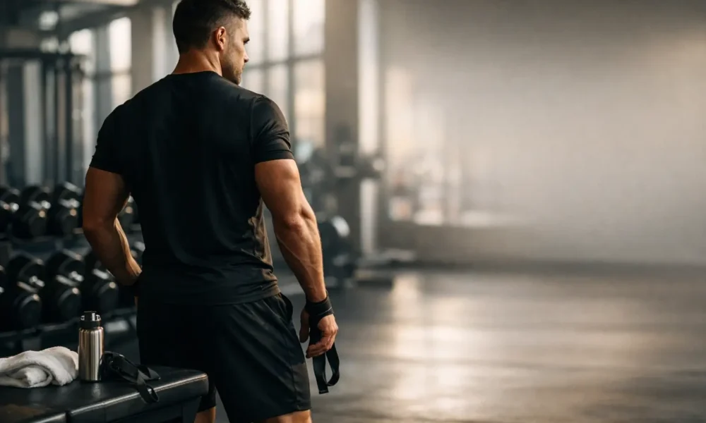 Athletic man standing in a modern gym
