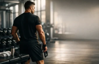 Athletic man standing in a modern gym
