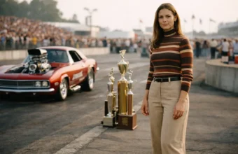 Respectful 1970s drag racing event portrait