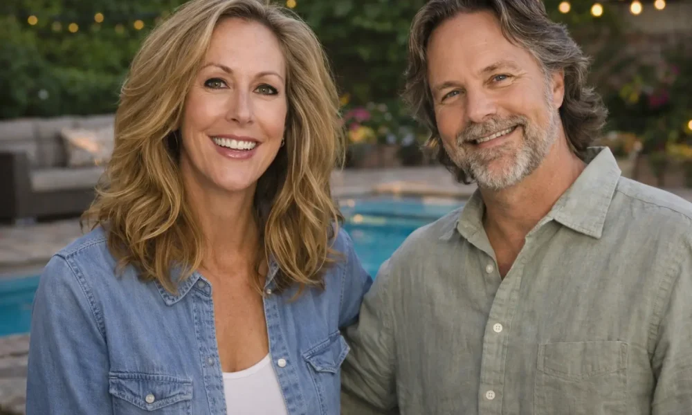 Chris Potoski sitting beside a woman in an indoor portrait setting
