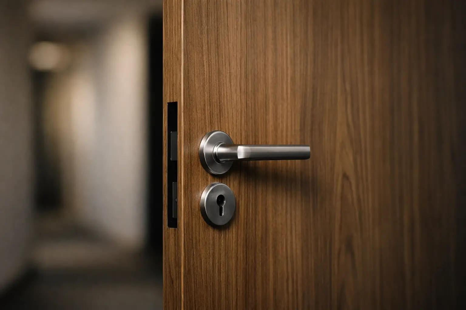 Closed wooden door representing privacy and discretion