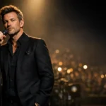 Craig David style singer performing on a lit concert stage