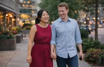 Elaine Andriejanssen walking outdoors with a man in a casual lifestyle photo