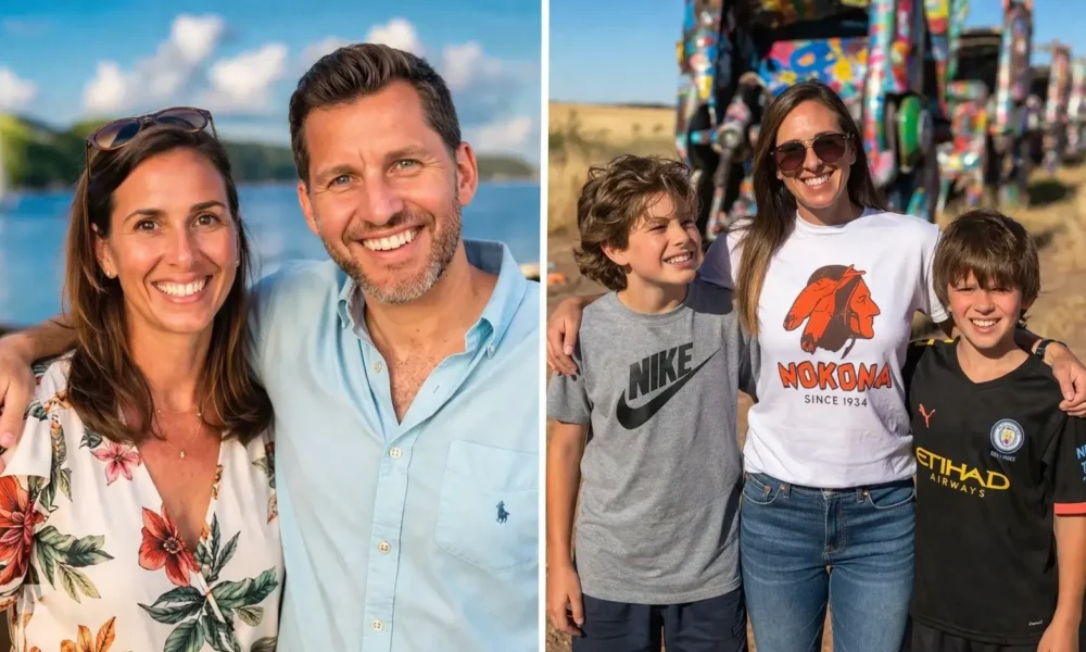 Kathleen Cain with her family enjoying a sunny outdoor moment