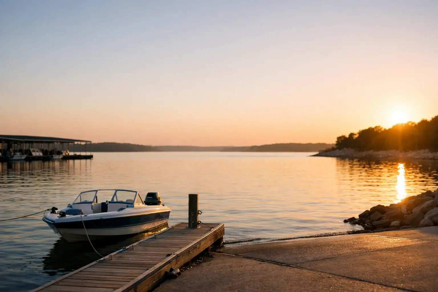 Quiet marina view at Lake Texoma