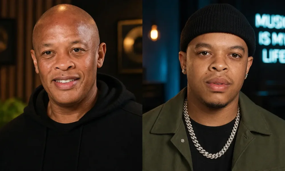 Marcel Young inspired split portrait with modern streetwear style and studio background