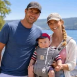 Max Dorsch standing outdoors with his family in a casual portrait by the water